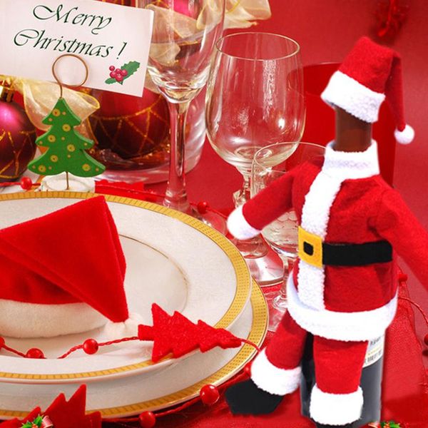 

red wine bottle cover bags christmas dinner table bottle decoration home party decors santa claus christmas supplier ej874070