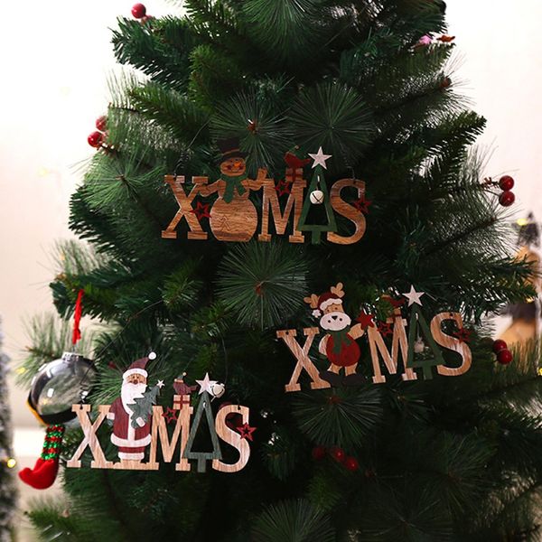 

creative christmas decoration pendant merry christmas bells wooden letters pendant christmas window ornaments