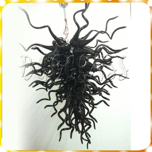 

sae black crystal hand blown glass chandelier light art deco glass chandelier led light source glass pendant lamps for home decor