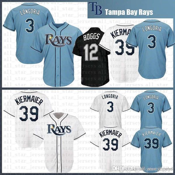 

2019 new Tampa Bay Baseball Jersey Rays 12 Wade Boggs 3 Evan Longoria 39 evin Kiermaier Cool Base Jerseys