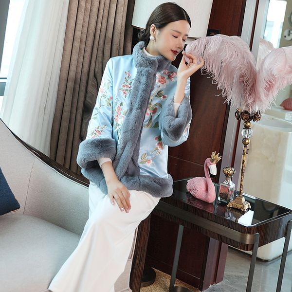 

2019 autumn and winter new style middle-aged women dress cotton coat shenzhen, Blue;black