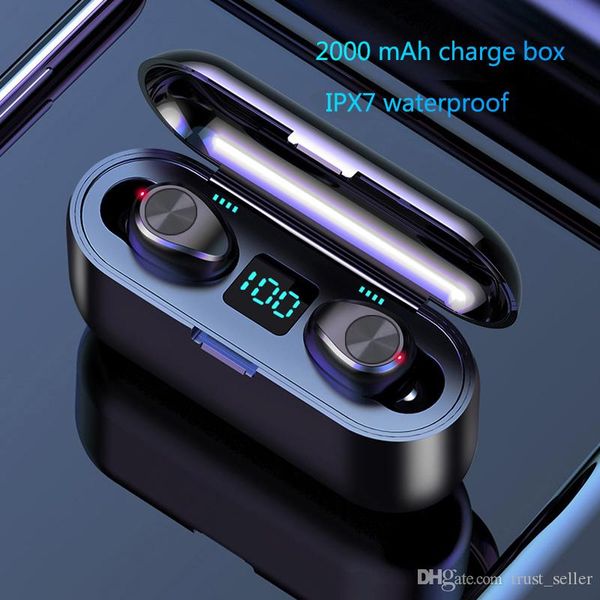 

Wirele earphone bluetooth v5 0 f9 tw headphone earbud led di play with 2000mah power bank head et microphone dhl