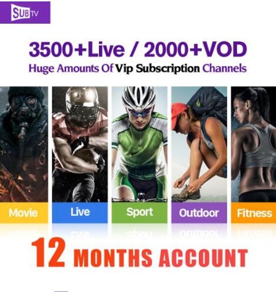 

1 год Subtv 3500+ Поддержка полный европейский, как IT / UK / DE Канада Бразилия Пакеты VOD EPG A