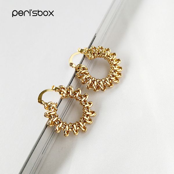 

peri'sbox symmetrical round multi knots geometric earrings brass gold hoop earrings for women stylish dainty hoops 2020, Golden;silver