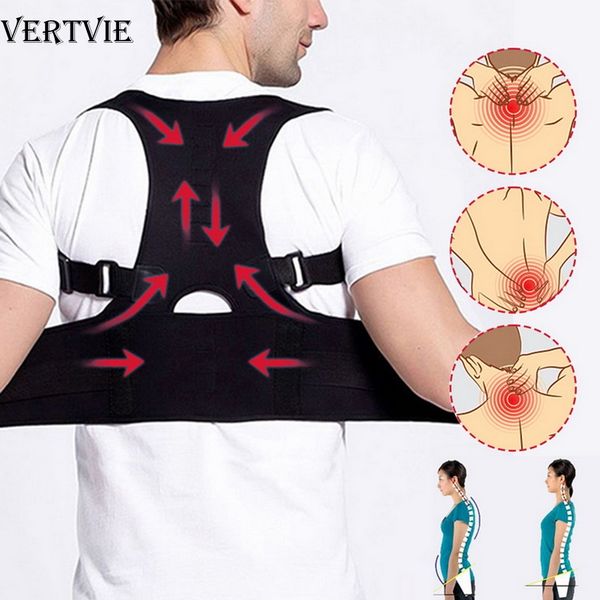 

vertvie back shoulder brace posture corrector back brace support spine posture correction humpback pain relief unisex, Black;blue