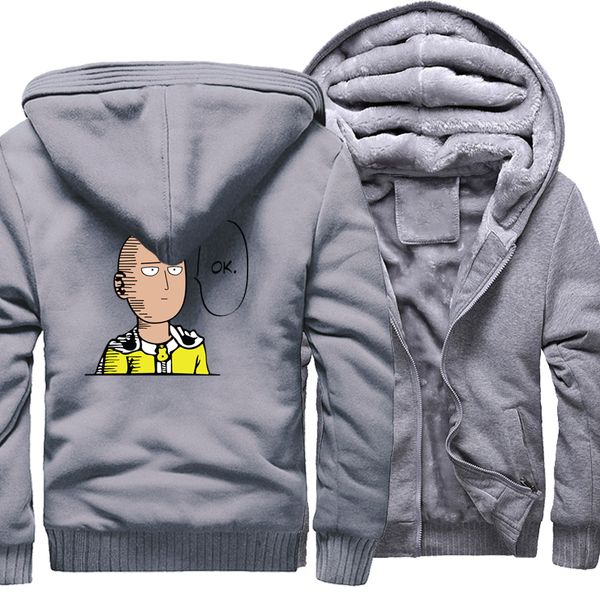 

one punch man hero saitama oppai anime print hoodies men 2019 winter fleece thick sweatshirts brand harajuku tracksuits hoodie, Black