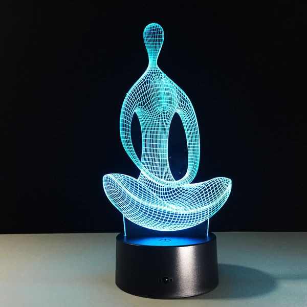 

online retailers new pattern yoga 3d lamp colorful remote control touch originality led vision lamp gift lamp abstract three-dimensional