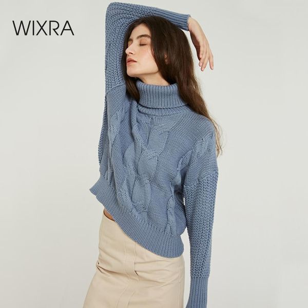 

wixra turtleneck sweaters 2019 autumn winter solid stylish color casual ladies knitted women's jumpers sweater and pullovers, White;black