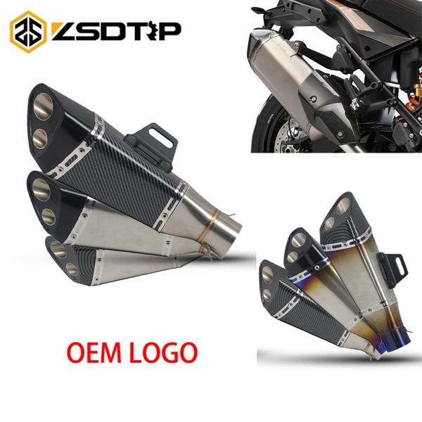 

zsdtrp oem logo universal exhaust sc akrapovic motorcycle exhaust scooter muffler for cbr125 250 cb400 yzf fz400