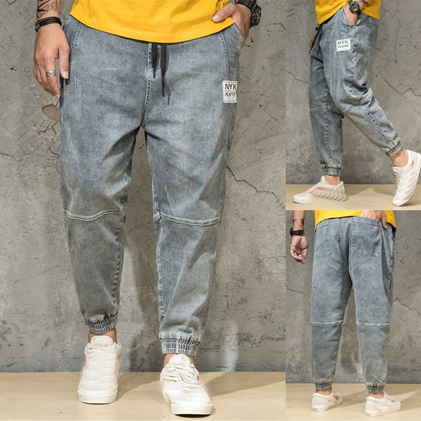 

hip hop sweatpants men summer pants casual long skate board stright pocket plus size jeans streetwear pantalones hombre, Black