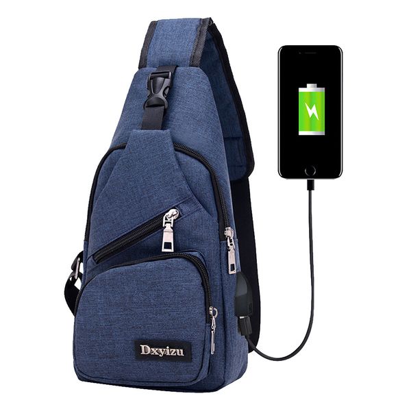 

usb canvas chest bags boston bag fashion men's polyester sling bag chest pack crossbody with usb charging #yl5