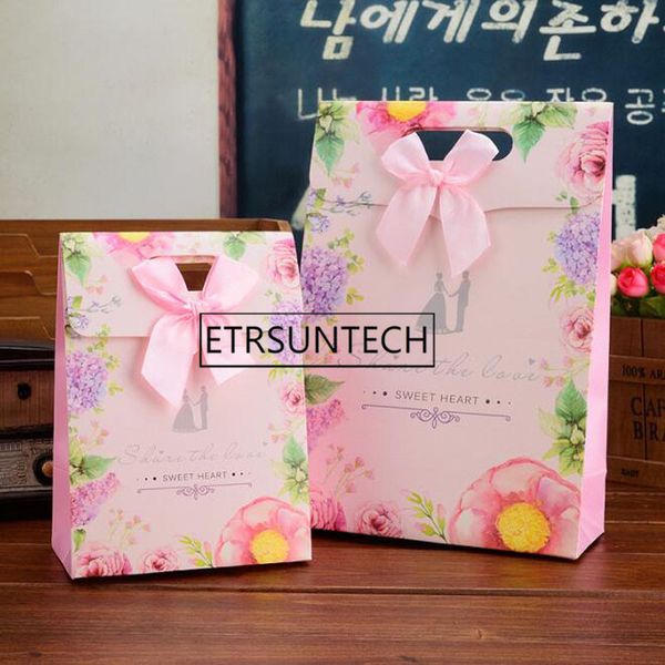 

100pcs wedding sticky bag bride groom gift wrapping paper bag fresh flower vertical candy box party decoration