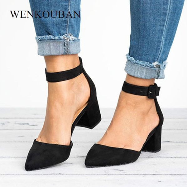 

women sandals low heels sandals for summer shoes casual ankle strap sandalias femme block heel plus size zapatos mujer 2020, Black