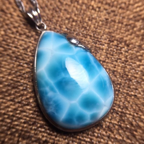 

fine jewelry real 925 sterling silver s925 solid silver 100% natural larimar female pendant necklace for women fine necklaces