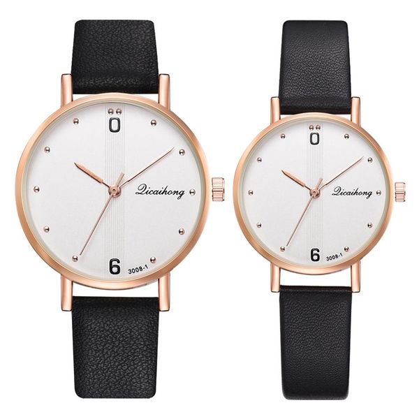 

couple watches set simple roman numerals design women men watch black leather strap lovers sports wristwatch, Slivery;brown