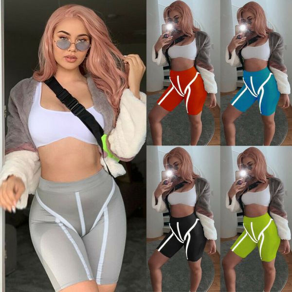 

fashion women's casual sport running shorts yoga gym jogging anti-lighting shorts, White;red