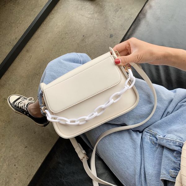 

fashion solid color small pu leather crossbody bags for women summer chain designer ladies travel shoulder messenger handbags