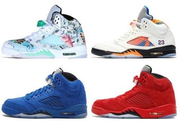 

new selling 5s trophy room ice blue mens basketball shoes black grape metallic white fire red olympic gold designer sneakers eur40-47
