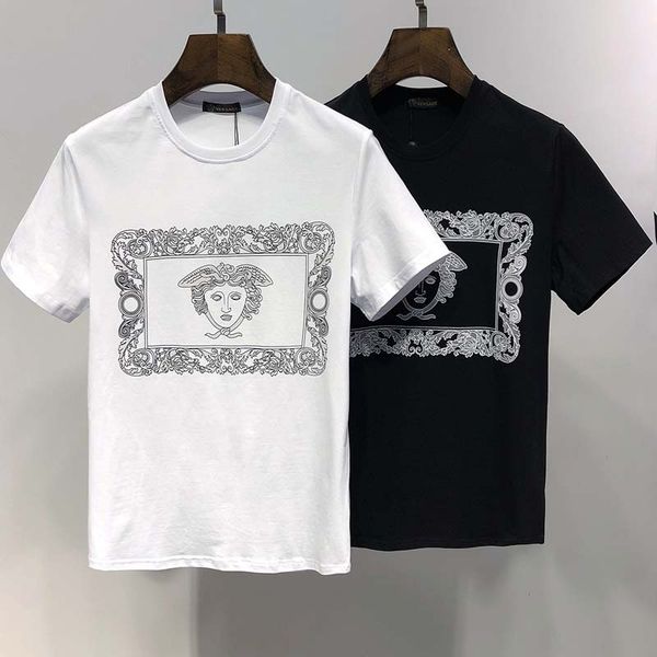 

mens versace мужские женские футболки мужские дизайнерские футболки летняя мода повседневная уличная футболка роскошные классические мужские, White