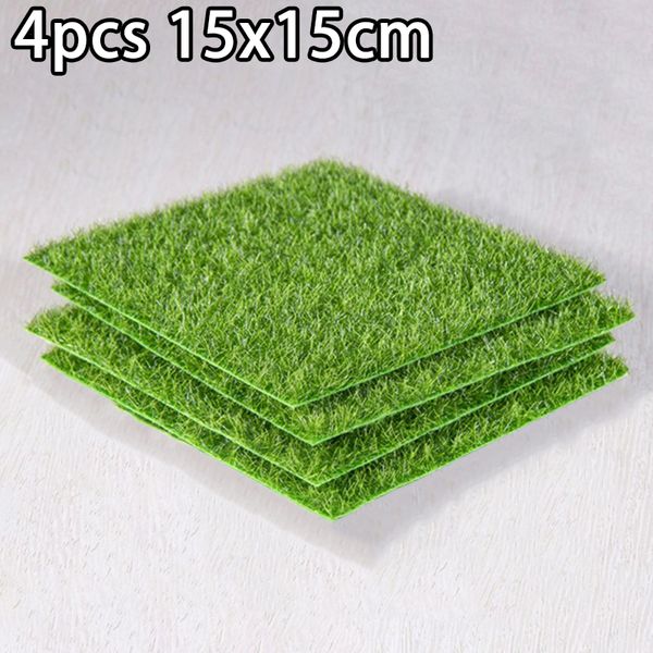 

4pcs indoor outdoor green artificial grass turf area rug patio landscape lawn