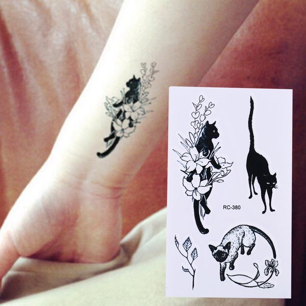 Großhandel Sexy Schwarze Katzen Temporäre Tätowierung Körperkunst Arm Flash Tattoo Aufkleber 105 6 Cm Wasserdichte Gefälschte Henna Schmerzlos