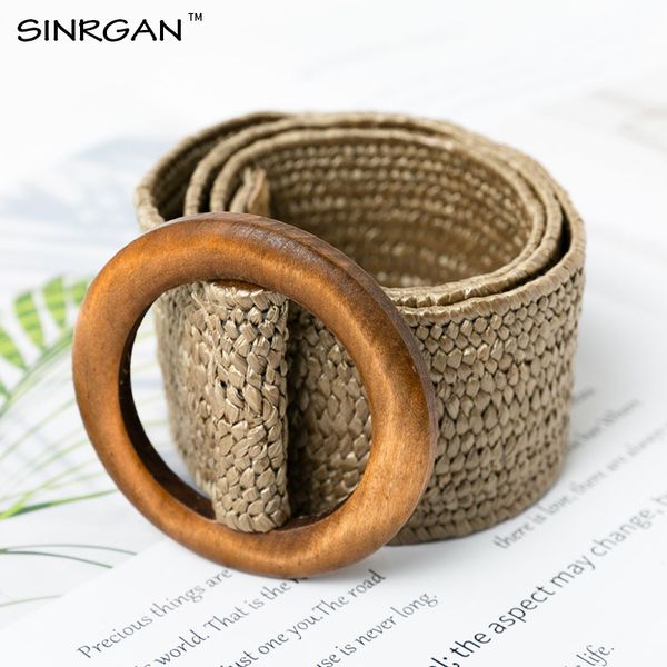 

sinrgan wooden buckle woven elastic dress 4.5 cm wide belt vintage ladies clothing pants belt accessories for dress, Black;brown
