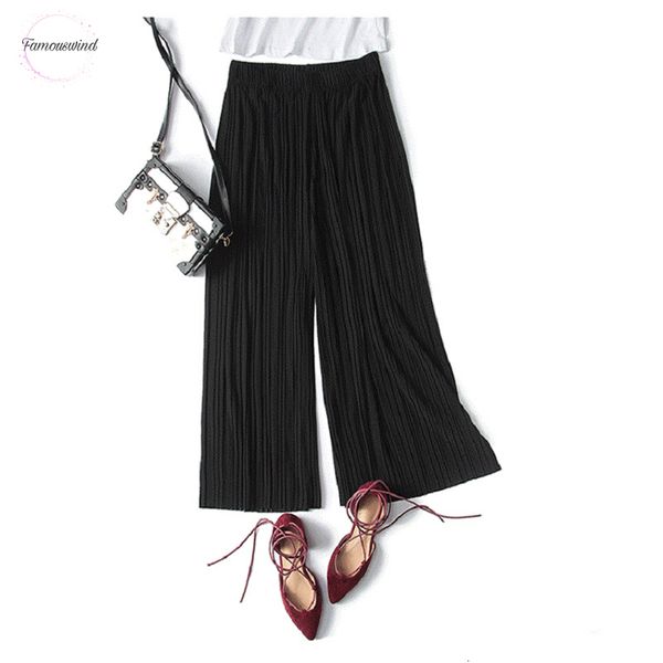 

thin 2019 summer pants women high waist loose wide leg casual trousers pink elastic waist thin long loose pants female, Black;white