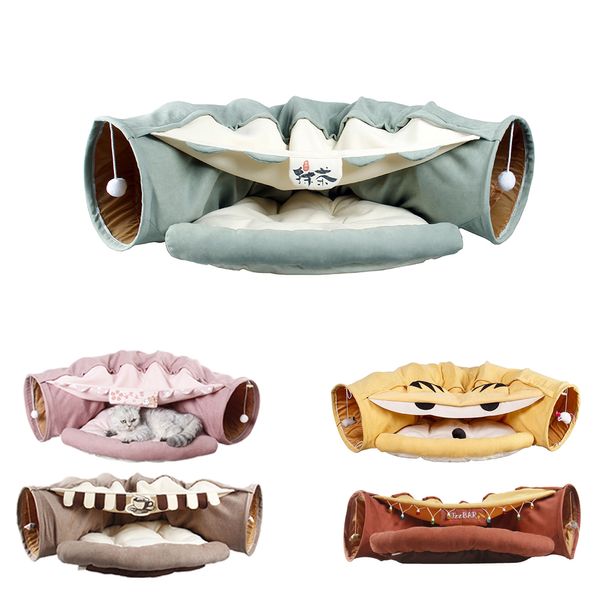 

Removeable Collapsible Tunnel Tube Pet Interactive Play Toys Sound Paper Ring Bell For Cat Ferrets Puppy T200229