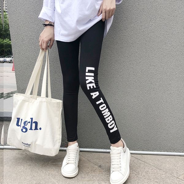 

large size leggings women's 2019 new spring and summer thin black ankle-length skinny sports tight-fit cropped fashion leggings