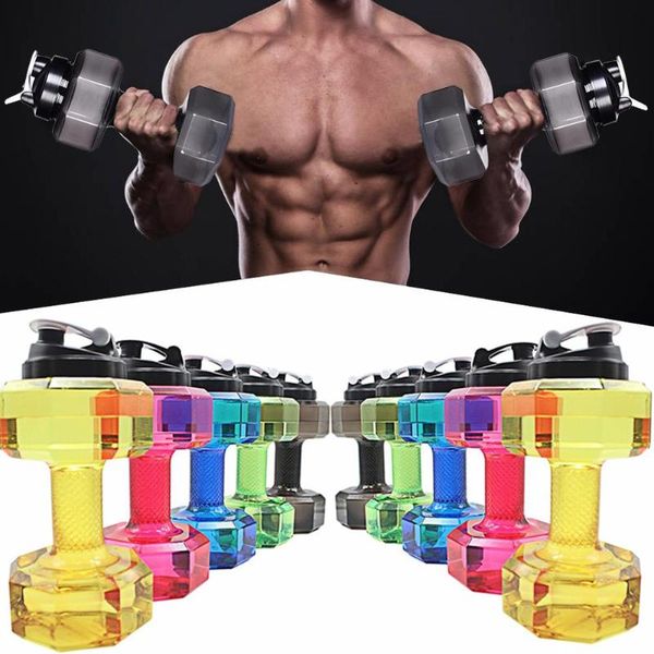 

2.2l dumbbells shaped pp outdoor fitness exercise gym sports water bottle