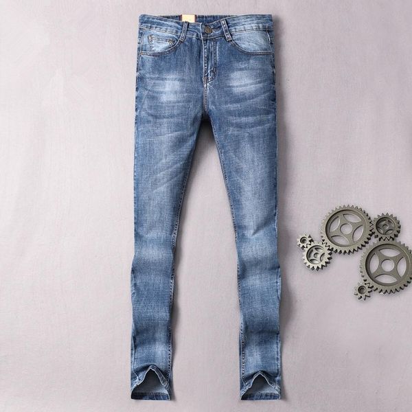 

19 ss summer french solid classic style luxury slim fit motorcycle biker denim men's fashion designer straight jeans sz 29-40, Blue