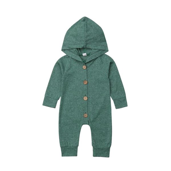 

solid green casual newborn baby boy girl long sleeve hooded romper jumpsuit playsuit outfits autumn clothes, Blue