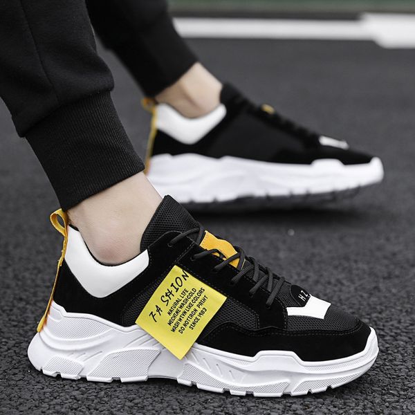 

spring canvas shoes men's korean-style shoes versatile students teenager men mesh sports shoe casual trendy, Black