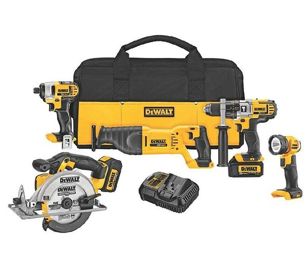 

DEWALT Max 20 V 5-инструментный литий-ионный аккумуляторный комбинированный комплект - D