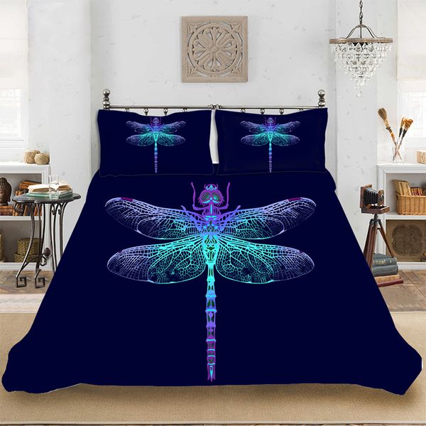 

animal pattern colorful light dragonfly bedding set bedclothes include duvet cover pillowcase print home textile bed linens