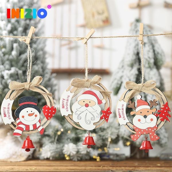 

2019 новый год рождество санта-клаус снеговика оленей вуд подвеска с jingle главная партия украшения рождественской елки xmas