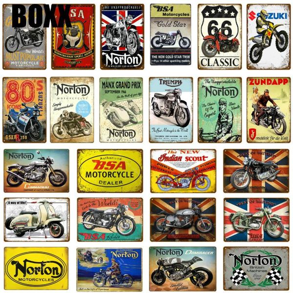 

2020 классический norton bsa мотоциклы металлические знаки настенный плакат мемориальная доска мотор настенная живопись античный винтаж бар