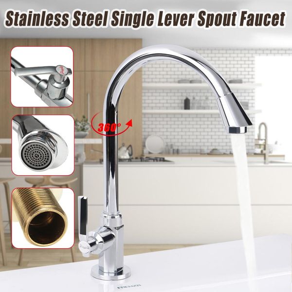 

stainless steel kitchen sink faucet brass cold water tap bathroom faucet 360 degree rotation single handle basin