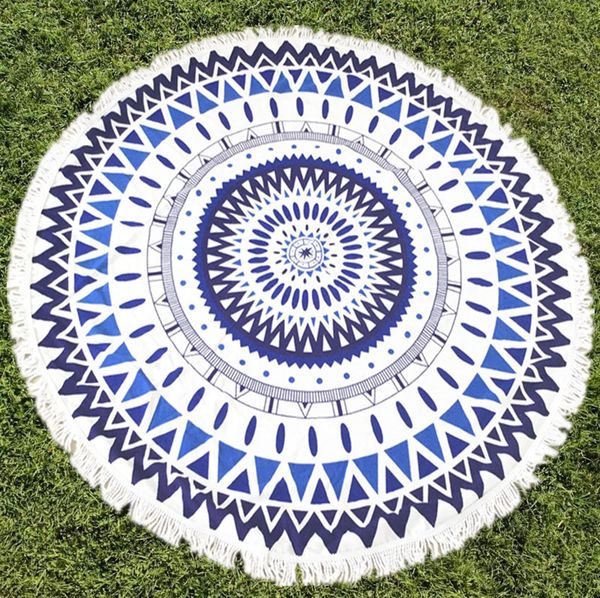 

boho indian mandala microfiber round beach towel blanket tassels turkish gym yoga bath towels large fringe serviette de plage