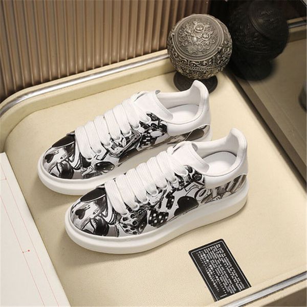 

новейшая дизайнерская обувь мода роскошные женские туфли мужская кожаная шнуровка платформа негабаритные подошвы кроссовки белый черный повс, Black