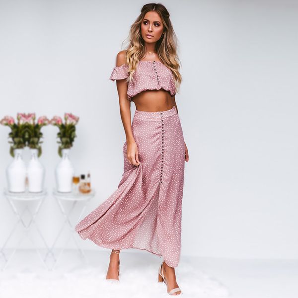 

2019 plus size women 2 two piece set casual matching sets summer outfits for women 2019 and long skirt clothes dress set, White