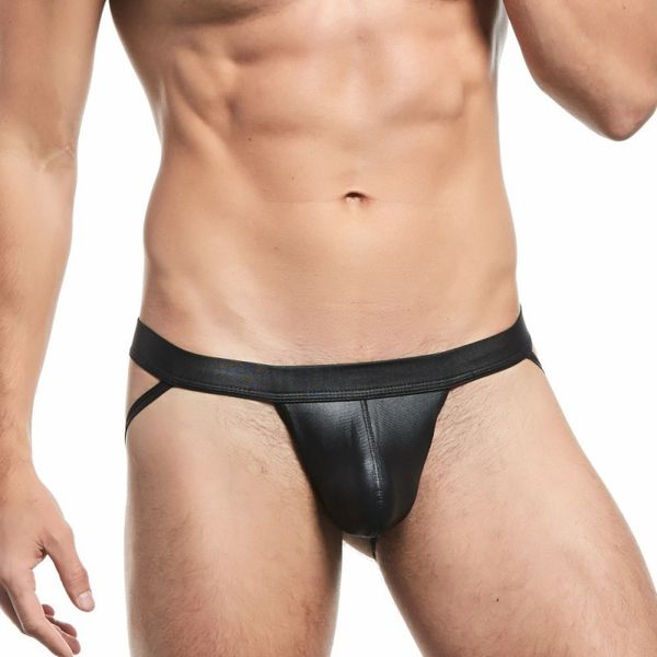 

men's g-strings fashion men imitation leather double thongs black waist small thong t pants man thongs jockstraps slip homme gay intimo, Black;brown