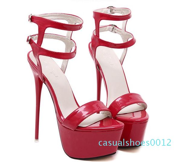 

16cm extra high heels color mixed high heel sandal women platform shoes party club wear size 34 to 40 12c, Black