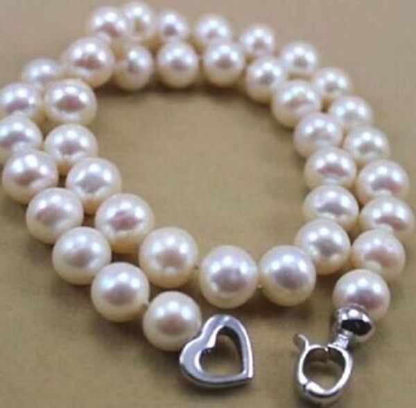 

large 9-10mm white natural south sea pearl necklace 18 ", Silver