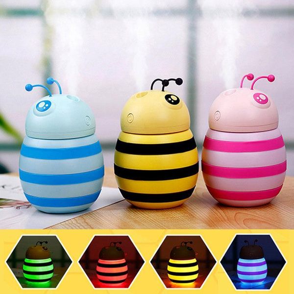 

air purifier aromatherapy diffuser humidifier portable practical lovely multi-function littie bee 300ml led lights usb charging