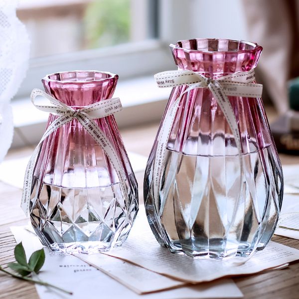 Ins Color Glass Vase Ornaments For Home Furnishing Crafts Decorations Office Table Bouquets Flower Vases Pot Figurines Cheap Gold Vases Cheap Large