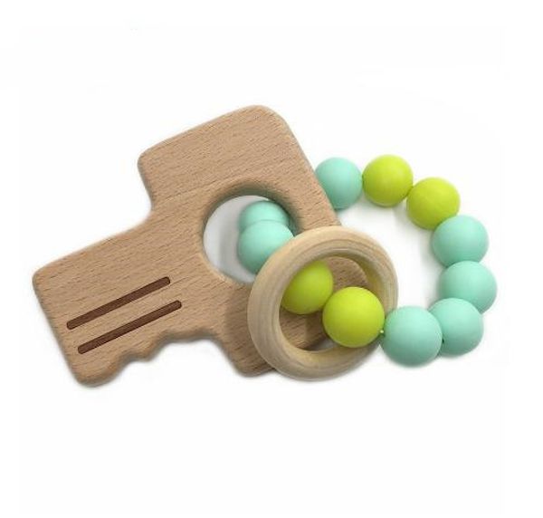 

детские браслеты бук дерево ключ аксессуары для кормления деревянные прорезыватель душа ребенка подарки жевать силиконовые бусины браслеты