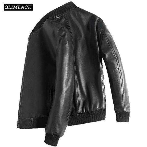 

black aviation genuine leather jacket men sheepskin real leather coats large size pilot bomber jacket slim fit veste cuir homme