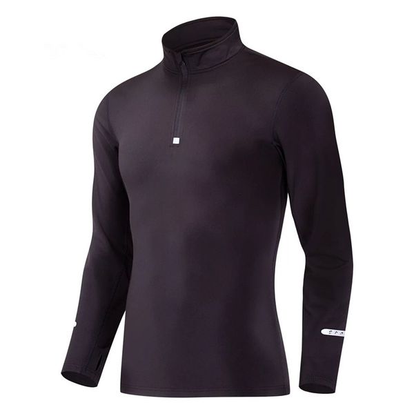 

2018 new men long sleeves velvet compression shirts fitness elastic gym running shirt soccer basketball sports base layer tights, Black;blue
