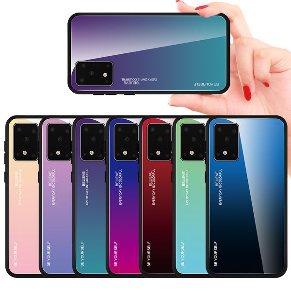 

Сверхтонкий Gradient стекла чехол для Samsung Galaxy S20 Ультра S20 + S10 S10e Примечание 10 Plus A70 A50 A2